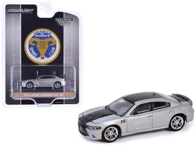 Alt view image 4 of 6 - 2018 Dodge Charger SRT 392 Silver Metallic w/Black Stripe "Mr. Norm Heritage GSS Charger" 1/64 Diecast Model Car by Greenlight