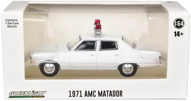 Alt view image 6 of 6 - 1971 AMC Matador Police Car White with Light Bar "Hot Pursuit - Hobby Exclusive" Series 1/64 Diecast Model Car by Greenlight