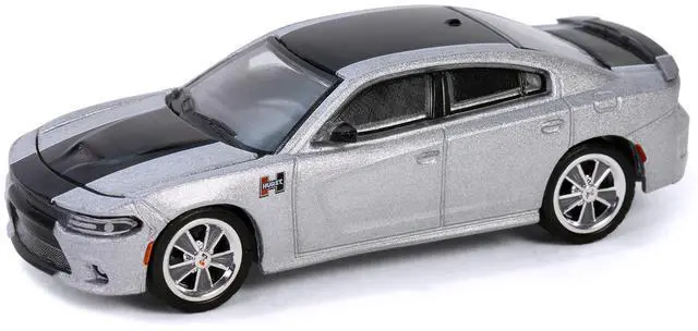 Alt view image 5 of 6 - 2018 Dodge Charger SRT 392 Silver Metallic w/Black Stripe "Mr. Norm Heritage GSS Charger" 1/64 Diecast Model Car by Greenlight