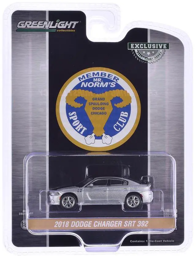 Alt view image 6 of 6 - 2018 Dodge Charger SRT 392 Silver Metallic w/Black Stripe "Mr. Norm Heritage GSS Charger" 1/64 Diecast Model Car by Greenlight