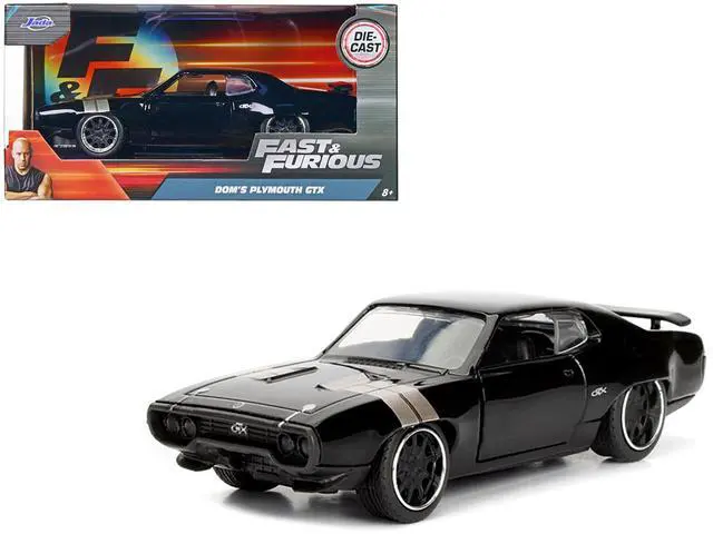 Alt view image 4 of 4 - Dom's Plymouth GTX Black with Silver Stripes Fast & Furious F8 "The Fate of the Furious" Movie 1/32 Diecast Model Car by Jada