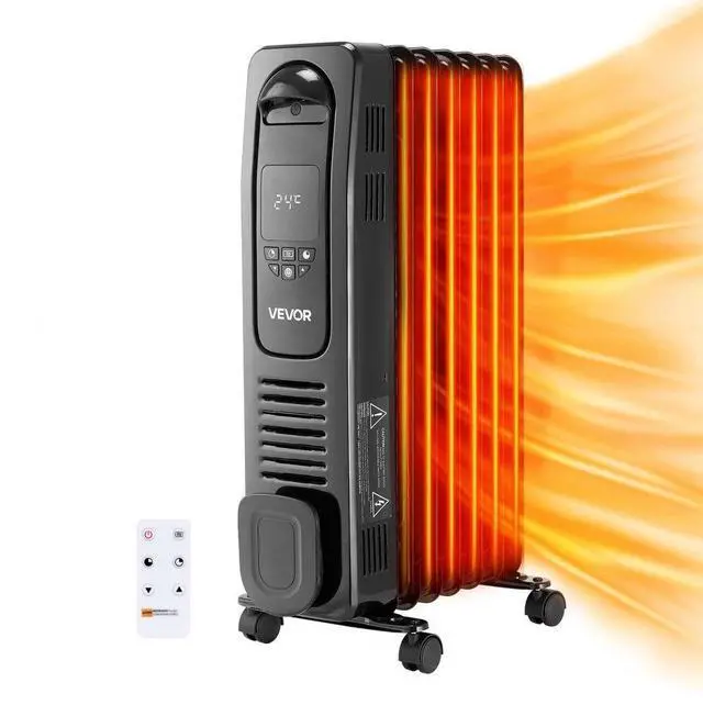 Main image of Electric Oil Filled Radiator 1500W Radiant Heater LED Screen Thermostat