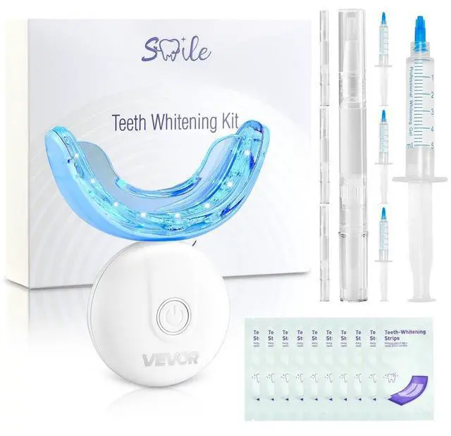 Main image of VEVOR Teeth Whitening Kit with LED Light Whitening Strips Pens and Gel Syringes
