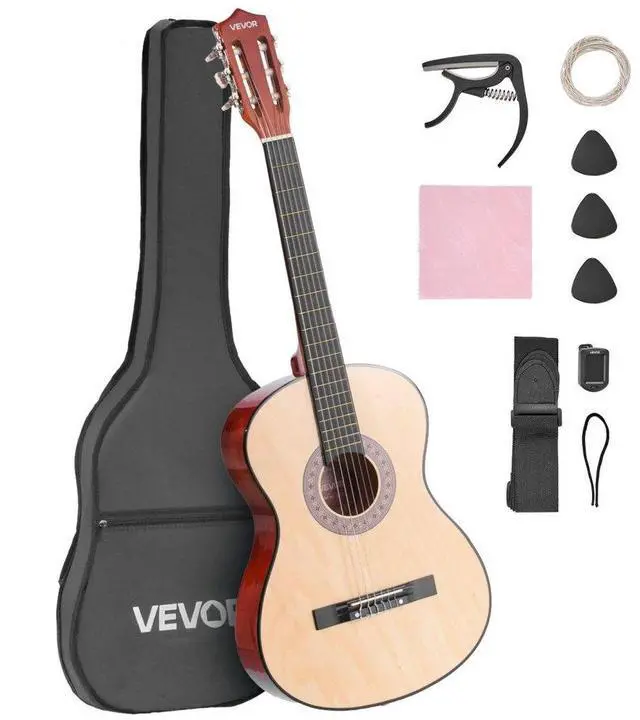 Main image of VEVOR Classical Guitar 38 in Guitar Beginner Starter Kit Nylon Strings Natural