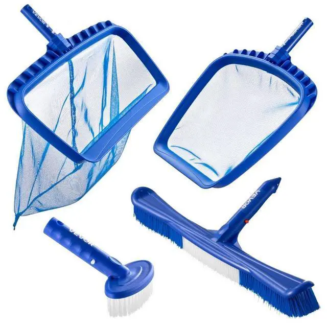 Main image of VEVOR Swimming Pool Cleaing Kit with Leaf Skimmer Bag Rake Nets & 2 Brush Heads