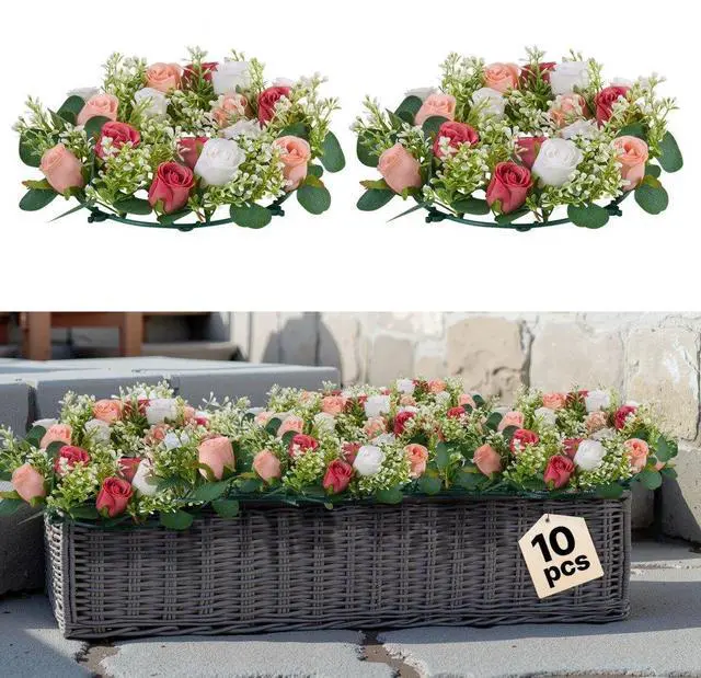 Main image of Artificial Wreath Rose Flower Wreaths for Wedding Arrangement Centerpiece 10 PCS