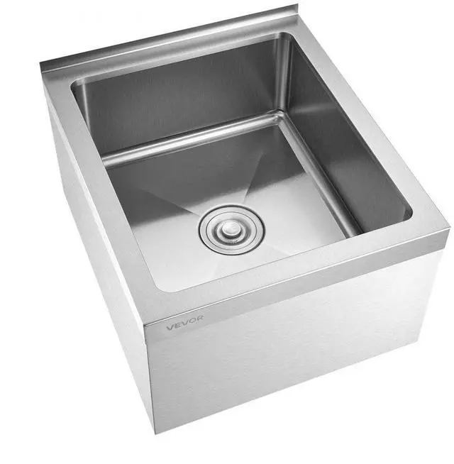Main image of VEVOR Stainless Steel Floor Mop Sink 22 x 19 x 12 in with Backsplash and Filter