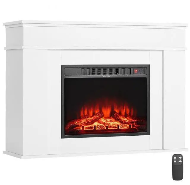 Main image of 43 Inch Freestanding Electric Fireplace Stove Heater 1500W Mantel White