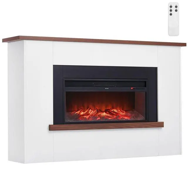 Main image of 65.5 Inch Freestanding Electric Fireplace Stove Heater 1500W Mantel Brown