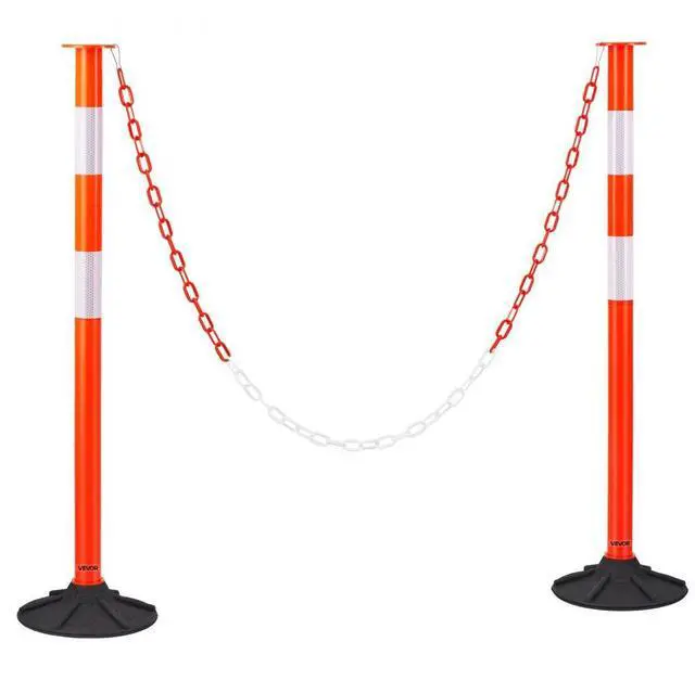 Main image of VEVOR 2 Packs Traffic Delineator Posts 34 in Safety Cones Weighted Base & Chains
