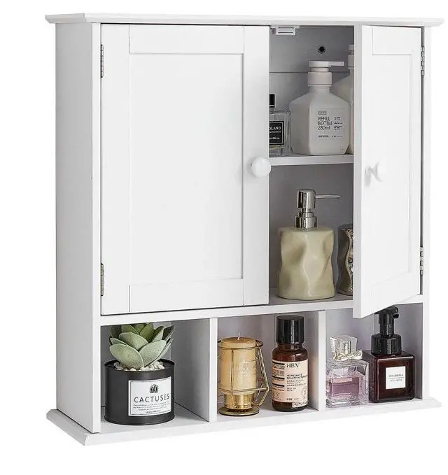 Main image of VEVOR Bathroom Wall Cabinet Over Toilet Medicine Cabinet 2 Doors Shelves White