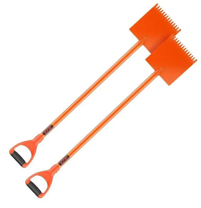 Main image of VEVOR Shingle Shovel 2 Pack D-Grip Handle Roof Ripper Steel Lightweight Orange