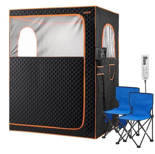 Main image of VEVOR 2 Person Portable Infrared Sauna Full Body Spa Tent with Chairs Black