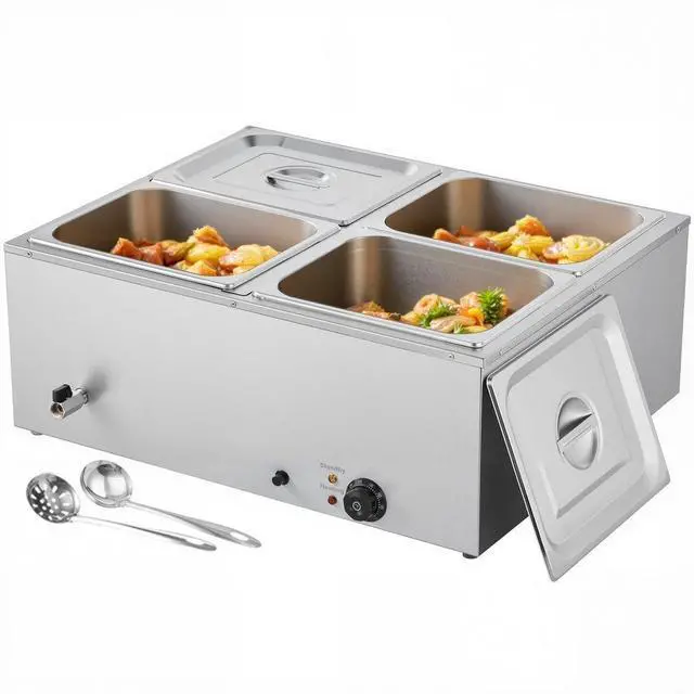 Alt view image 2 of 2 - VEVOR  Commercial Electric Food Warmer Countertop Buffet 4*8Qt Pan Bain Marie