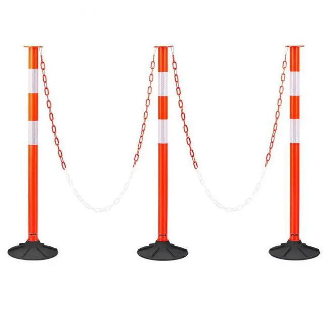 Main image of VEVOR 3 Packs Traffic Delineator Posts 34 in Safety Cones Weighted Base & Chains