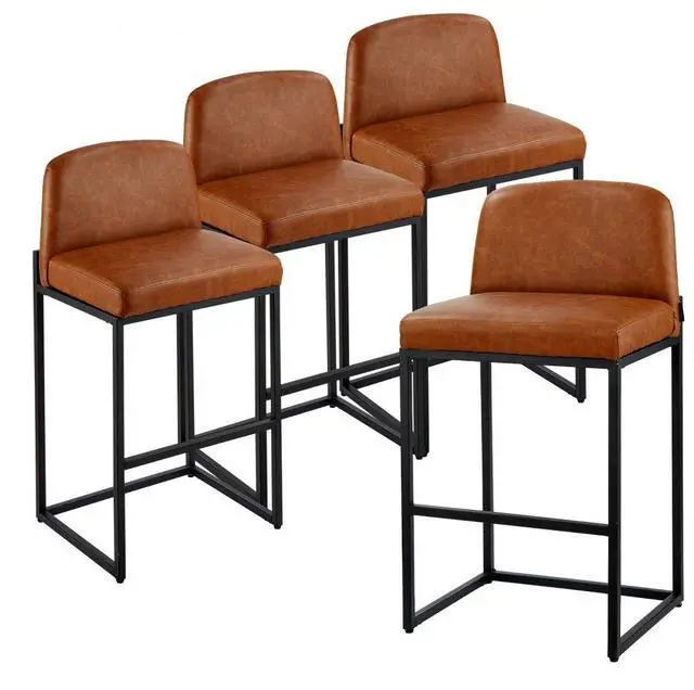 Main image of VEVOR 27in Bar Stool Modern Counter Height Barstool Kitchen Chair Brown Set of 4