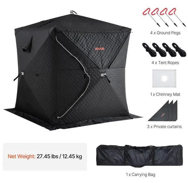 Main image of VEVOR Outdoor Steam Dry Sauna Tent for 4 Person with Velcro for Camping Black
