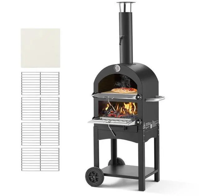 Main image of 12" Outdoor Pizza Oven Portable Wood Pellet Pizza Oven Baked Paint Camping