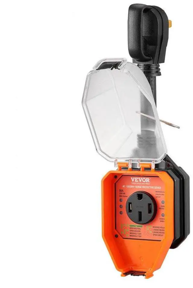 Alt view image 2 of 2 - VEVOR RV Surge Protector, 50 Amp, 4800 Joules RV Voltage Protector Monitor Circuit Analyzer Power Guard, with Surge Protection Waterproof Cover Anti-Theft Lock for RV Camper Trailer, ETL Certified