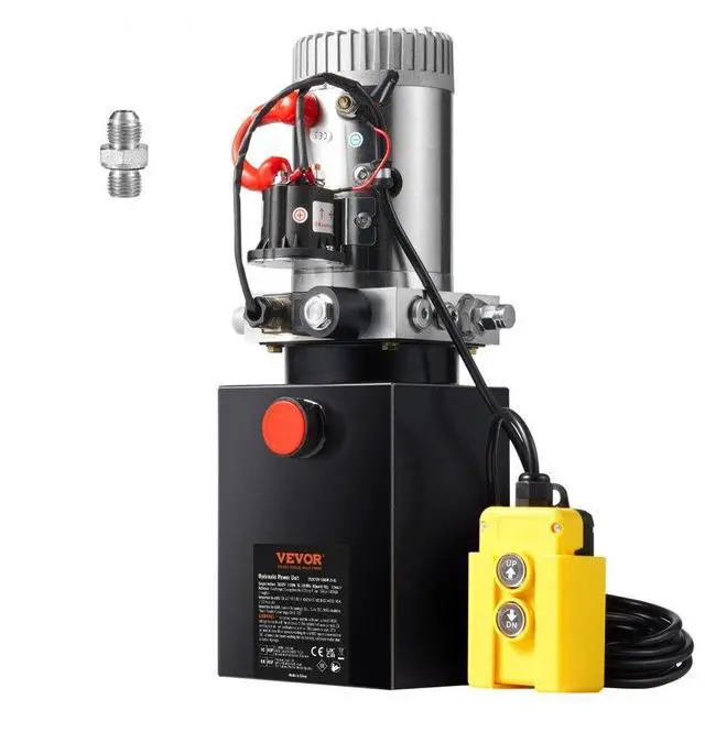 Alt view image 2 of 2 - VEVOR Hydraulic Pump, 8 Quart Hydraulic Dump Trailer Pump, Single Acting Hydraulic Power Unit, 0.91 GPM Flow Rate, 3200 PSI Max Relief Pressure, for Dump Trailer Car Lifting