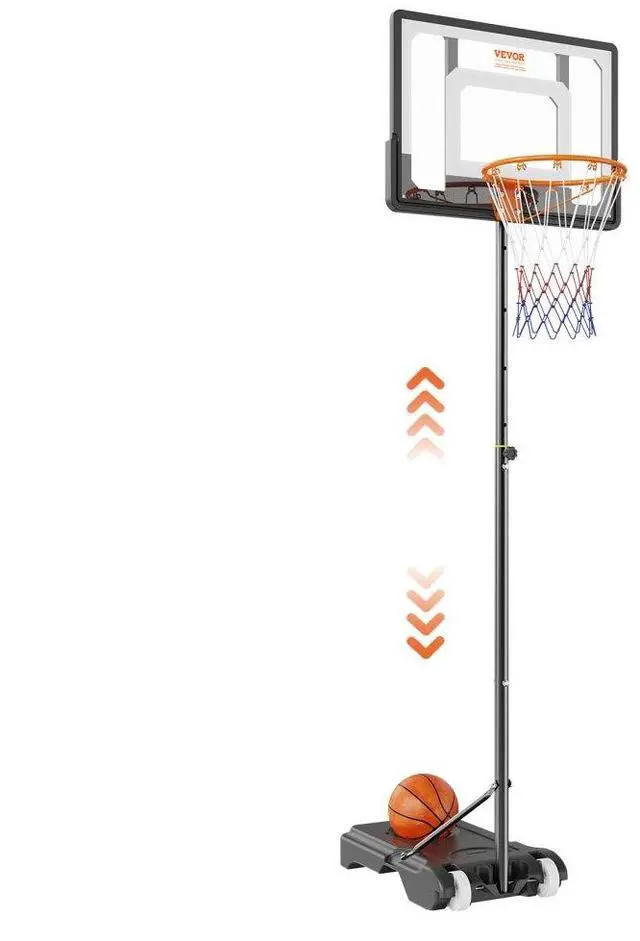 Alt view image 2 of 2 - VEVOR Basketball Hoop, 5-7 ft Adjustable Height Portable Backboard System, 32 inch Basketball Hoop & Goal, Kids & Adults Basketball Set with Wheels, Stand, and Fillable Base, for Outdoor/Indoor