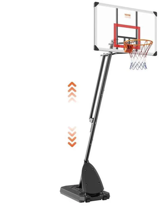 Alt view image 3 of 3 - VEVOR Basketball Hoop, 7.6-10 ft Adjustable Height Portable Backboard System, 50 inch Basketball Hoop & Goal, Kids & Adults Basketball Set with Wheels, Stand, and Fillable Base, for Outdoor/Indoor