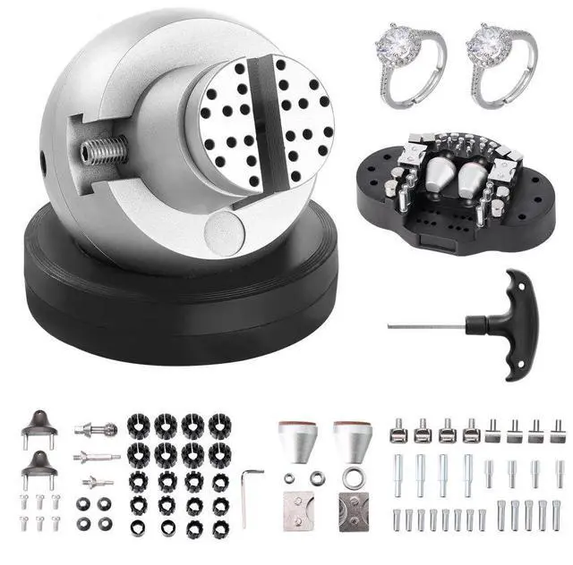 Alt view image 3 of 3 - VEVOR Ball Vise, 5" Engraving Setting Tool, 360° Rotation Engraving Block Vise, 69 PCS Attachment Jewelry Engraving Block Tools Standard Block for Gemstone Inlay and Small-Scale Engraving