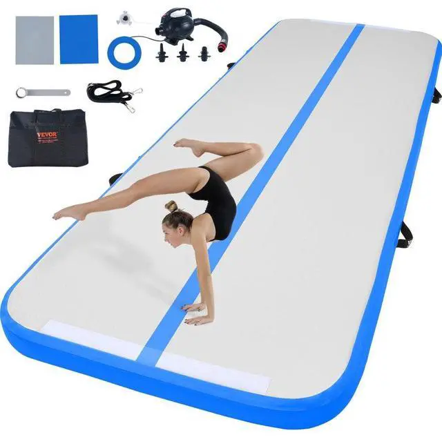 Alt view image 3 of 3 - VEVOR Gymnastics Air Mat, 4 inch Thickness Inflatable Gymnastics Tumbling Mat, Tumble Track with Electric Pump, Training Mats for Home Use/Gym/Yoga/Cheerleading/Beach/Park/Water, 10 ft, Blue