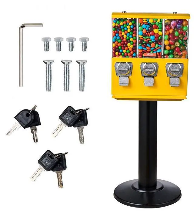 Alt view image 2 of 9 - VEVOR  Gumball Machine Vending Coin Bank Vintage Candy Dispenser Stand Yellow