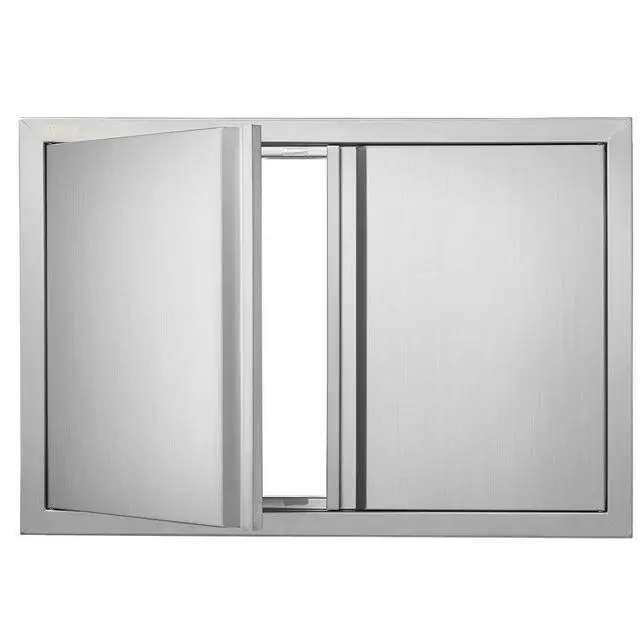 Alt view image 3 of 3 - VEVOR BBQ Access Door, 28W x 19H Inch Double Outdoor Kitchen Door, Stainless Steel Flush Mount Door, Wall Vertical Door with Recessed Handles , for BBQ Island, Grilling Station, Outside Cabinet