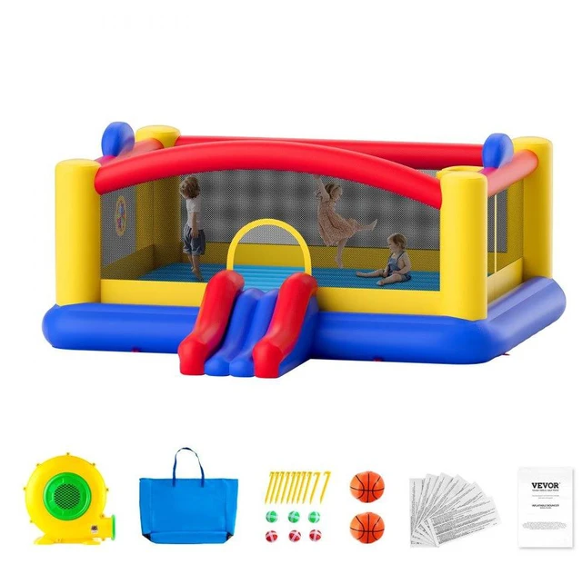 Alt view image 2 of 9 - VEVOR Inflatable Bounce House, Outdoor High Quality Playhouse Trampoline, Jumping Bouncer with Blower, Slide, and Storage Bag, Family Backyard Bouncy Castle, for Kid Ages 310 Years, 177x173x80 inch