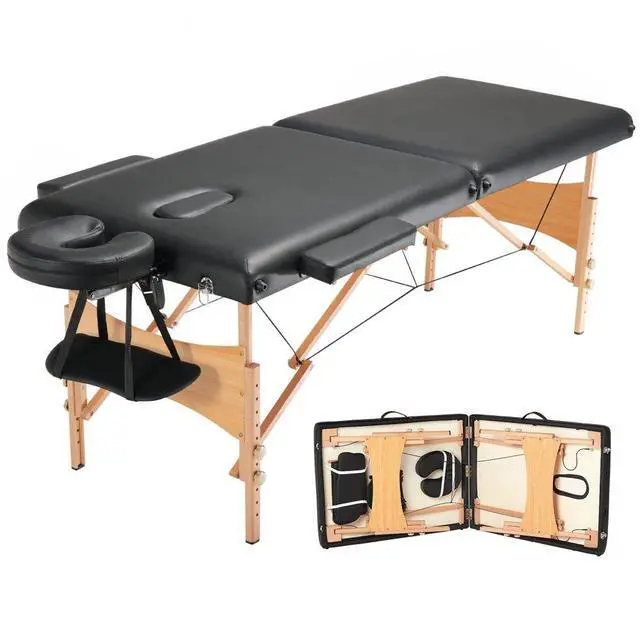 Alt view image 2 of 9 - VEVOR Portable Massage Table 28" W, 2 Folding Lightweight Massage Table, 8-Level Height Adjustable Salon Tattoo Bed, Spa Table with Headrest, Armrests, Hand Pallet & Carrying Bag, 600LBS