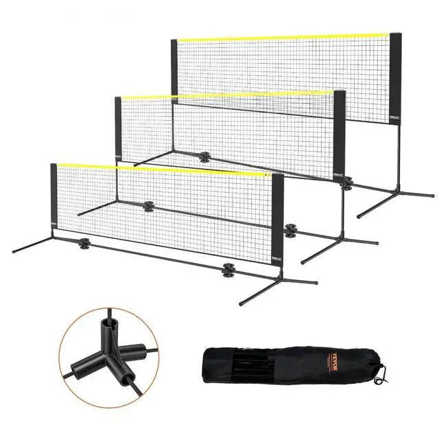 Alt view image 2 of 2 - VEVOR Badminton Net, Height Adjustable Volleyball Net, 10ft Wide Foldable Pickleball Net, Portable Easy Setup Tennis Net Set with Poles, Stand and Carry Bag, for Kids Backyard Game Indoor Outdoor Use