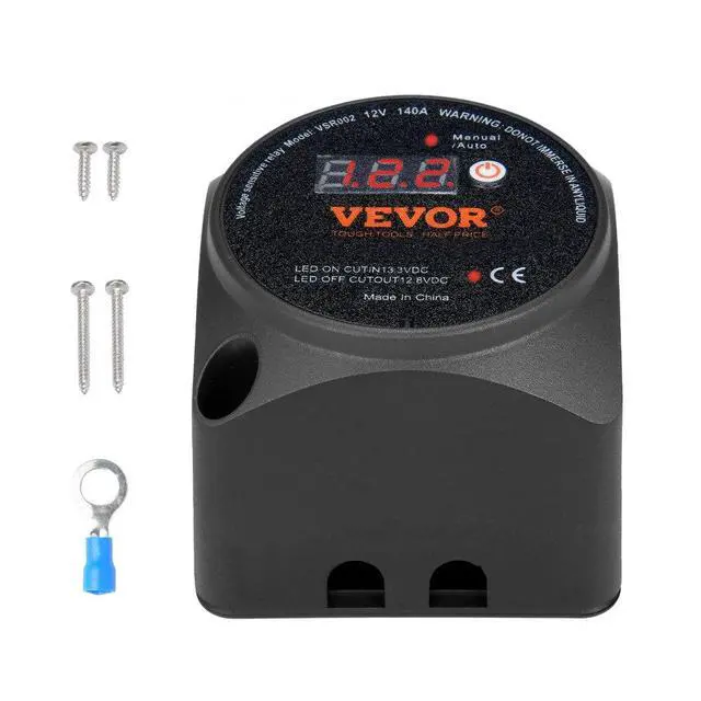 Alt view image 2 of 2 - VEVOR Dual Battery Isolator Kit, 12V 140Amp, Manual and Auto Modes VSR Voltage Sensitive Relay with LCD Screen, Smart Battery Isolator for ATV UTV RV Camper Off-Road Vehicle Caravan Truck Boat Yacht
