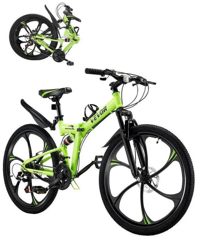 Alt view image 2 of 2 - VEVOR 26" Folding Mountain Bike MTB Bicycle 21 Speed Full Suspension Dual Disc Brakes