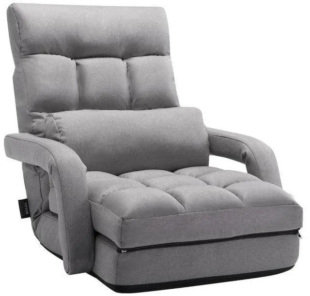 Alt view image 2 of 2 - VEVOR Floor Chair with 5 Adjustable Position and Armrest Floor Gaming Chair Gray