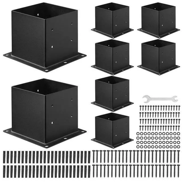Main image of 8 Pack 4x4 Post Base Brackets Wood Fence Post Anchor Inner Size 3.6x3.6 inch