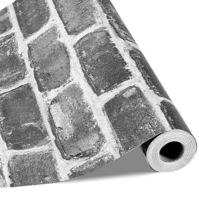 Main image of VEVOR Peel and Stick Wallpaper 17.7x393.7 in Gray Brick Waterproof for Bedroom