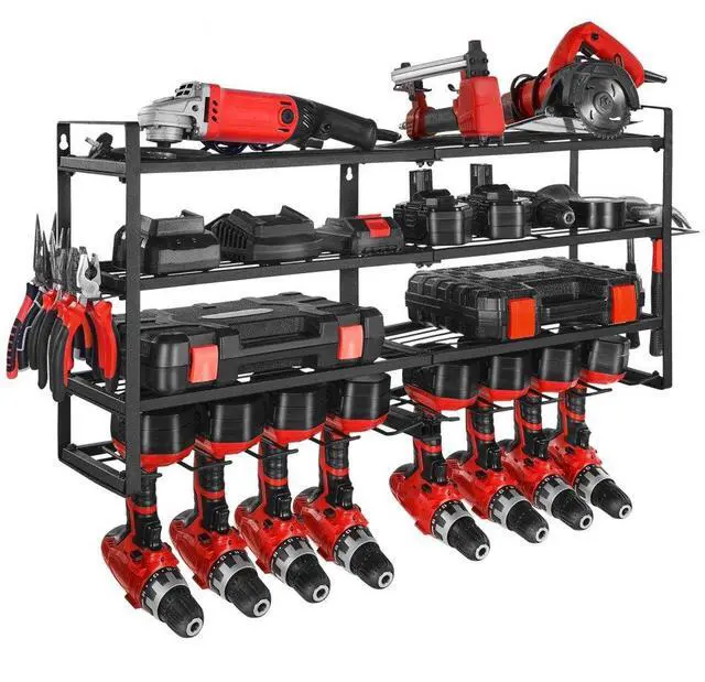 Main image of VEVOR Power Tool Organizer Wall Mount 4-Layer Tool Storage Rack 8 Drill Holders