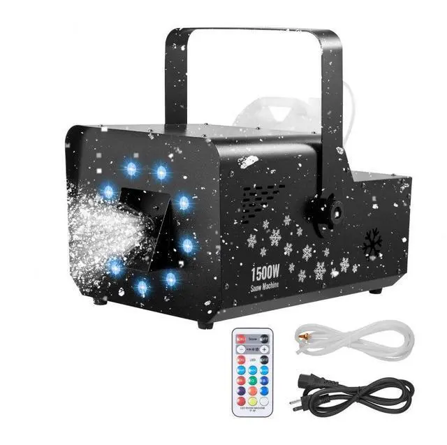 Main image of VEVOR Handheld Hanging Snow Machine with Lights 1500W Remote & DMX512 Control