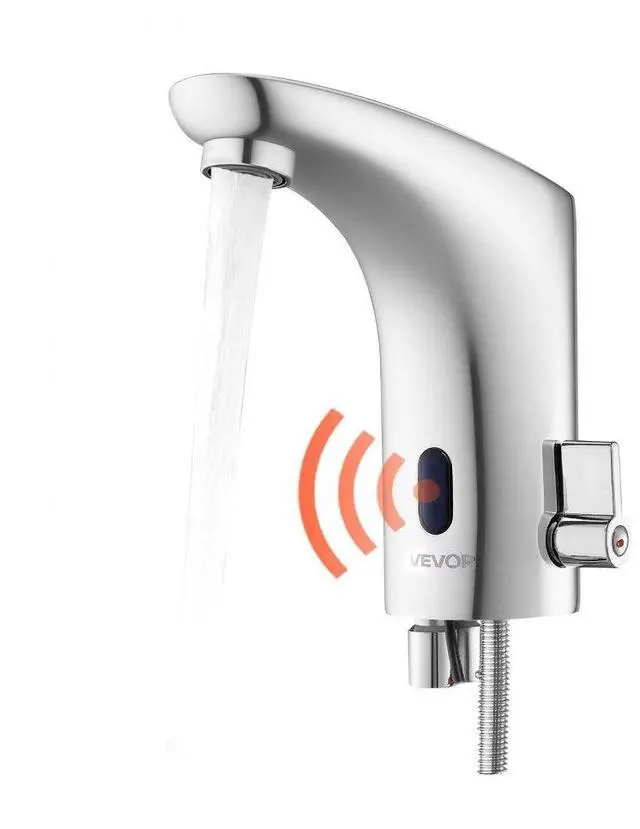 Main image of VEVOR Touchless Bathroom Sink Faucet Chrome Plated Single Handle 9/16in Pipe