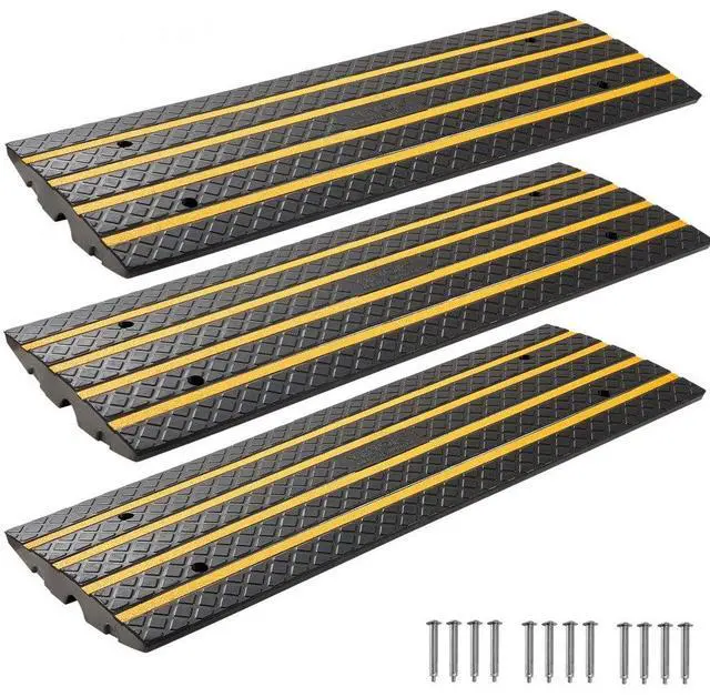 Main image of VEVOR 3 Pcs Driveway Rubber Curb Ramp 33069 lbs 2.6 in Rise Threshold Ramp
