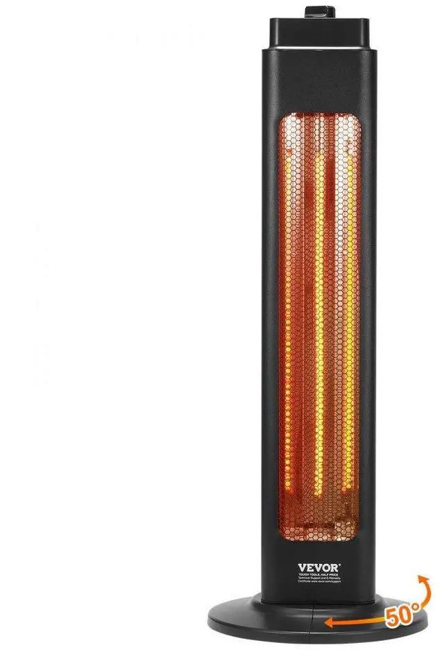 Alt view image 2 of 2 - VEVOR Infrared Heater, 1500W Oscillation Electric Space Heater, Patio Heater w/ 2 Speeds , Outdoor/Outdoor for Bedroom,Studio,Porch,Dining Room,Studio, Stand,31.5 in L, Black