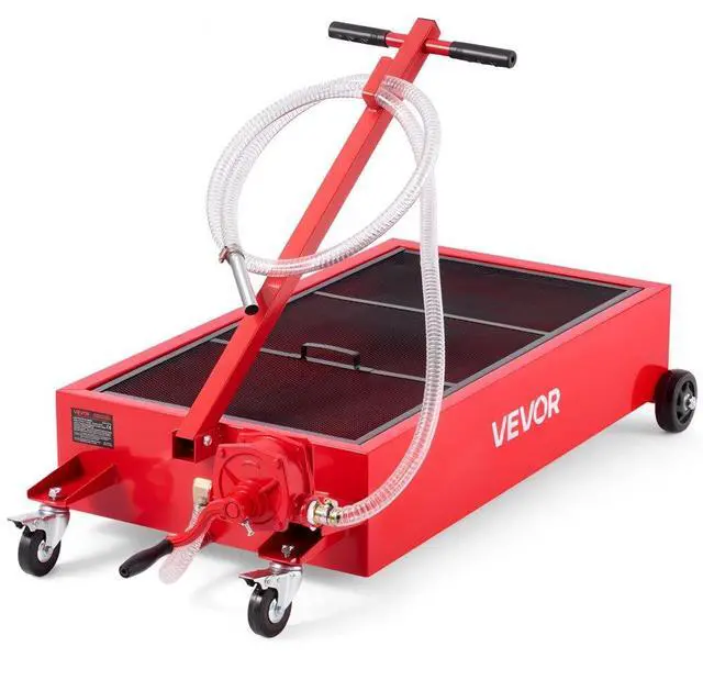 Main image of VEVOR Low Profile Oil Drain Pan 20 Gal Oil Drain Cart with Manual Pump Red