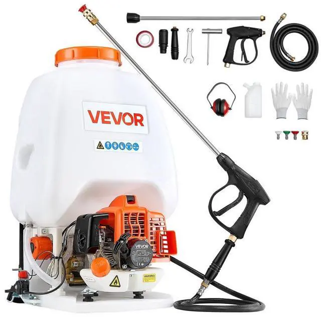 Main image of VEVOR Gas Powered Backpack Sprayer, 26.5CC 0.9HP Engine, Garden Sprayer with 6.5 Gallon Tank, Large Area Coverage, Lawn Spraying Machine with 24 in Wand & Nozzles for Efficient Gardening & Farming