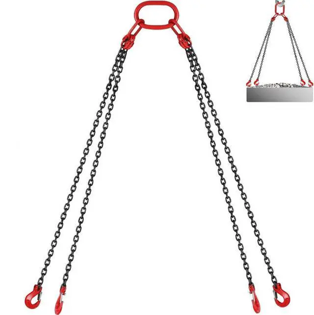 Alt view image 2 of 2 - VEVOR 10ft Chain Sling With 4 Legs 5t Capacity Lever Chain Block Lifting Rigging