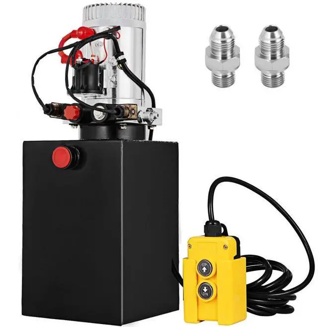 Alt view image 3 of 3 - VEVOR 12 Quart Double Acting Hydraulic Pump Dump Trailer Unit Pack Iron Remote