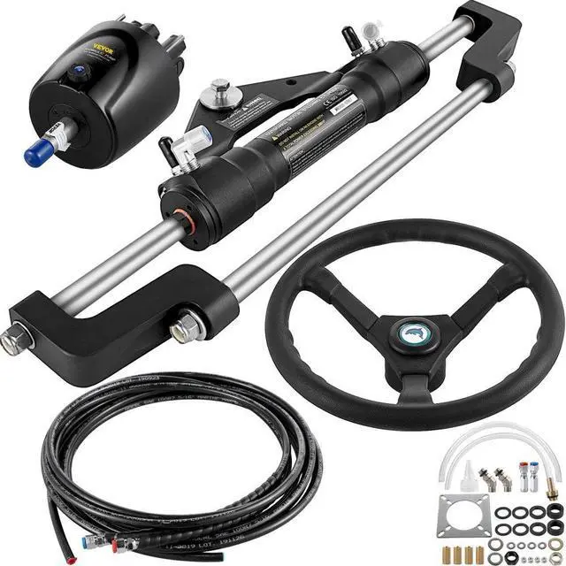 Alt view image 3 of 3 - VEVOR Hydraulic Outboard Steering Kit 300HP, Hydraulic Steering Kit Helm Pump, Hydraulic Boat Steering Kit with 16 Feet Hydraulic Steering Hose for Boat Steering System
