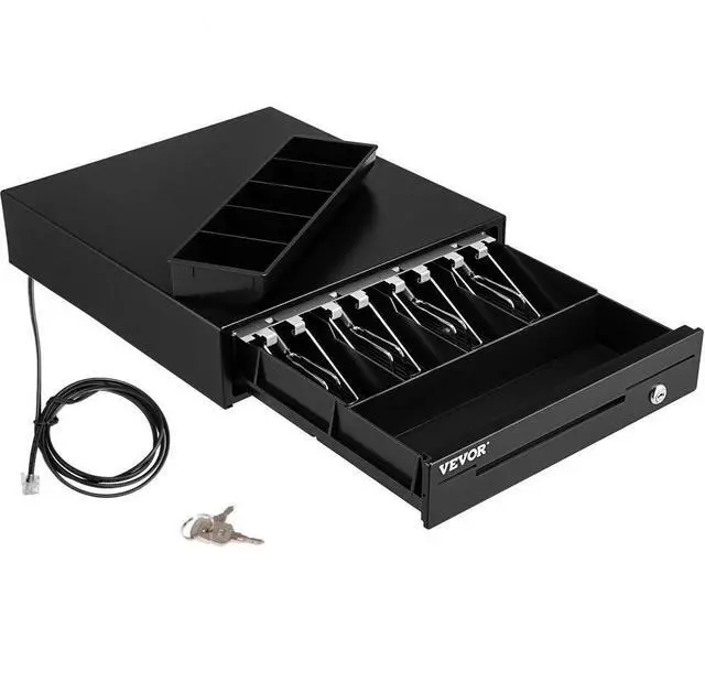 Alt view image 2 of 9 - VEVOR Cash Register Drawer, 13" 12 V, for POS System with 4 Bill 5 Coin Cash Tray, Removable Coin Compartment & 2 Keys Included, RJ11/RJ12 Cable for Supermarket, Bar, Coffee Shop, Restaurant