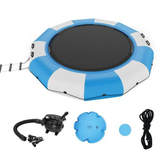 Alt view image 3 of 3 - VEVOR Inflatable Water Bouncer, 13ft Recreational Water Trampoline, Portable Bounce Swim Platform with 3-Step Ladder & Electric Air Pump, Kids Adults Floating Rebounder for Pool, Lake, Water Sports